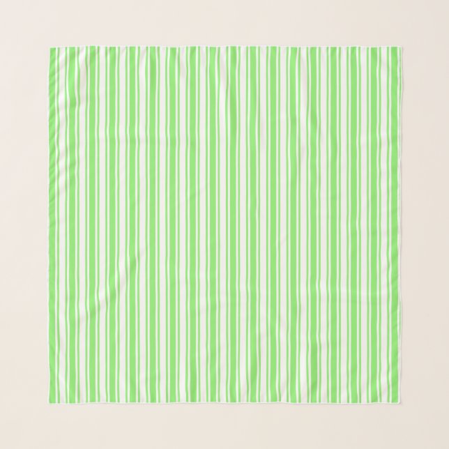 Lime green and white candy stripes scarf (Front)