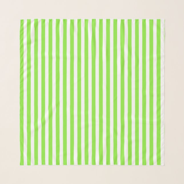 Lime green and white candy stripes scarf (Front)