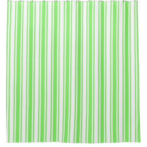 Lime green and white candy stripes shower curtain