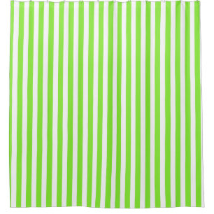 Lime green and white candy stripes shower curtain