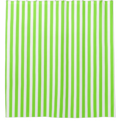 Lime green and white candy stripes shower curtain