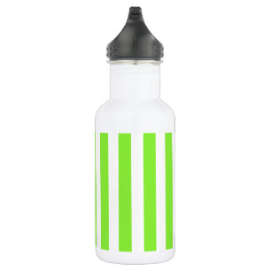 Lime green and white candy stripes stainless steel water bottle