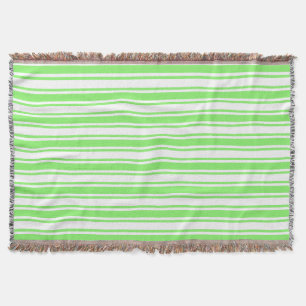 Lime green and white candy stripes throw blanket