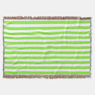 Lime green and white candy stripes throw blanket