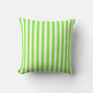 Lime green and white candy stripes throw pillow