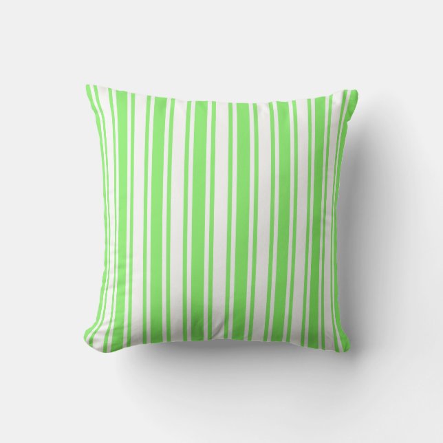 Lime green and white candy stripes throw pillow (Front)