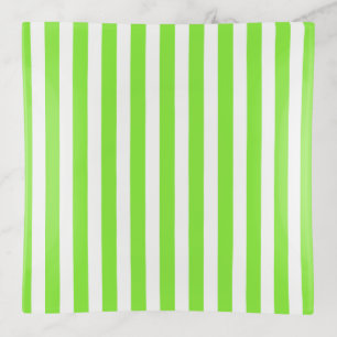 Lime green and white candy stripes trinket tray