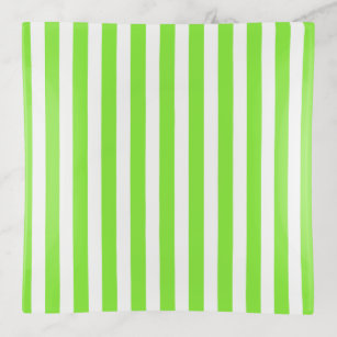 Lime green and white candy stripes trinket tray