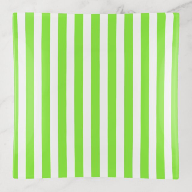 Lime green and white candy stripes trinket tray (Front)