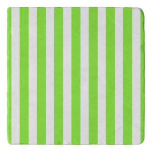Lime green and white candy stripes trivet