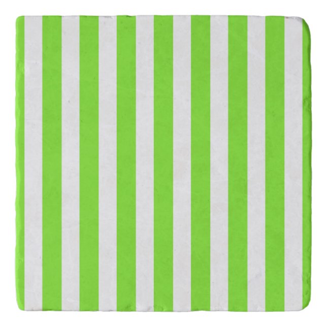 Lime green and white candy stripes trivet (Front)