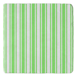 Lime green and white candy stripes trivet