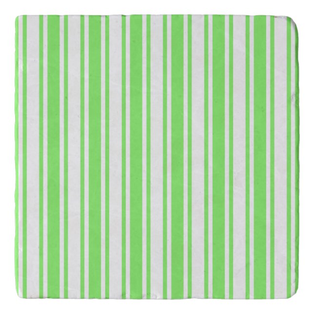 Lime green and white candy stripes trivet (Front)