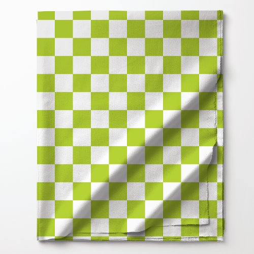 Lime Green and White Checkered Pattern Fabric