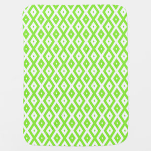 Lime green and white diamond pattern baby blanket