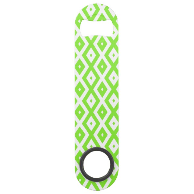 Lime green and white diamond pattern bar key (Front)
