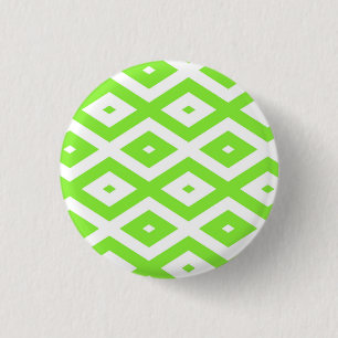 Lime green and white diamond pattern button