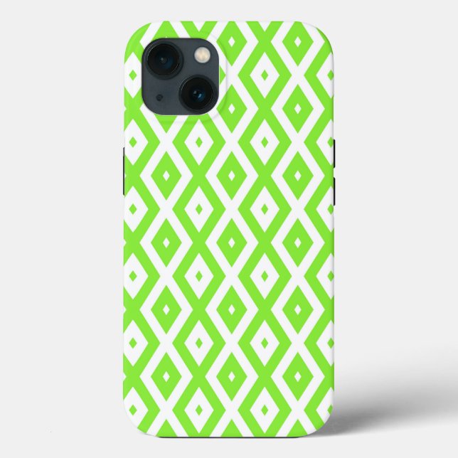 Lime green and white diamond pattern Case-Mate iPh iPhone Case (Back)
