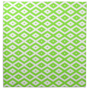 Lime green and white diamond pattern cloth napkin