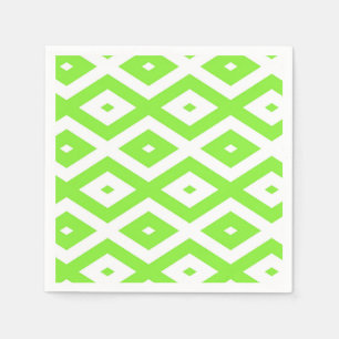 Lime green and white diamond pattern napkins