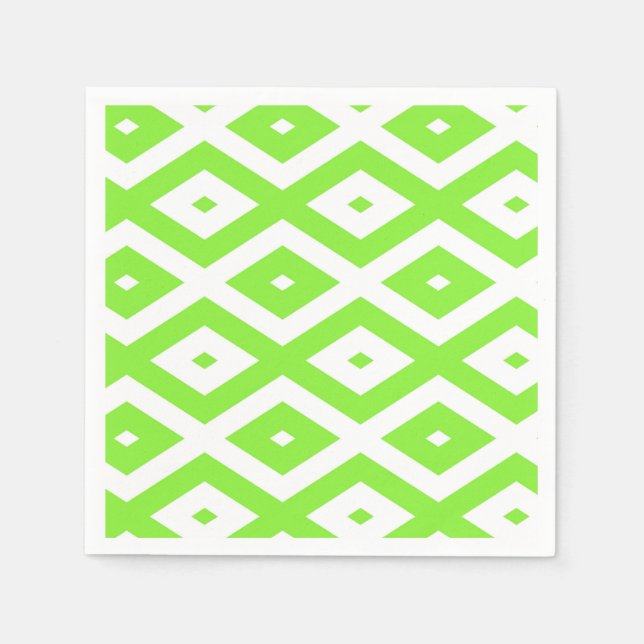 Lime green and white diamond pattern napkins (Front)
