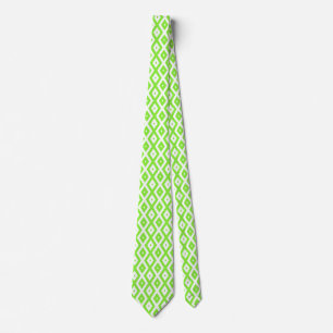 Lime green and white diamond pattern neck tie