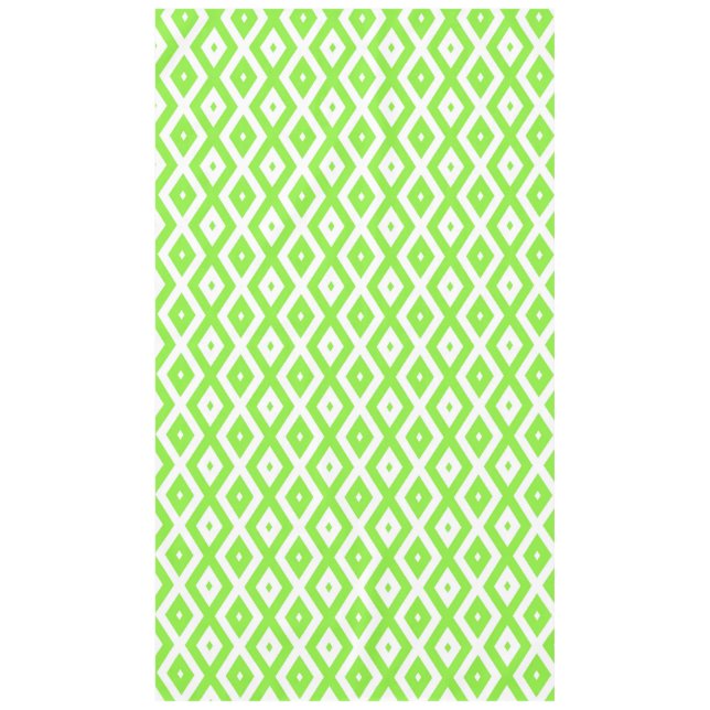 Lime green and white diamond pattern tablecloth (Front)