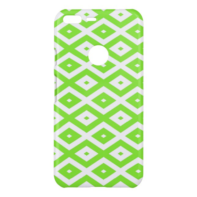 Lime green and white diamond pattern uncommon google pixel XL case (Back)