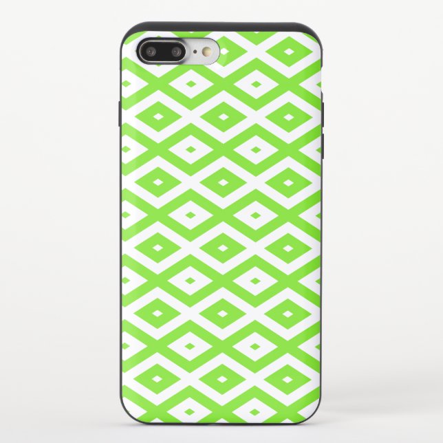 Lime green and white diamond pattern uncommon iPhone case (Back)