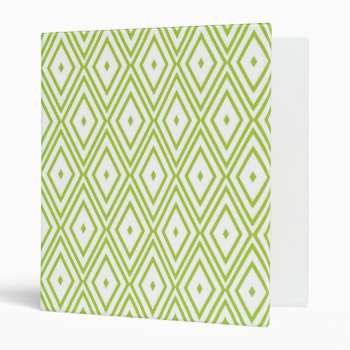 Lime Green And White Diamonds Binder by greatgear at Zazzle