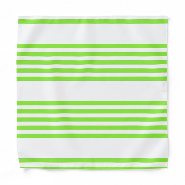 Lime green and white five stripes pattern bandana (Front)