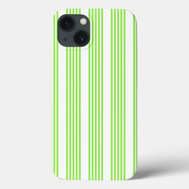 Lime green and white five stripes pattern Case-Mate iPhone case (Back)