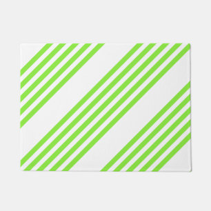 Lime green and white five stripes pattern doormat