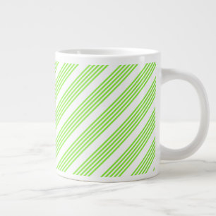 Lime green and white five stripes pattern giant coffee mug