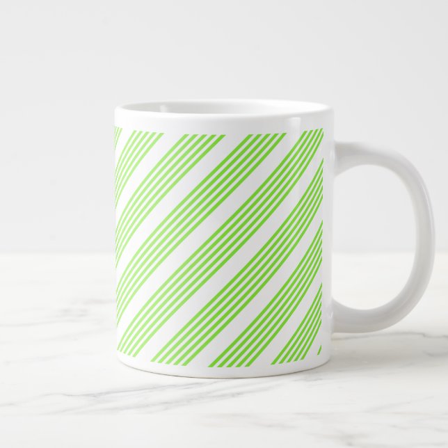 Lime green and white five stripes pattern giant coffee mug (Right)