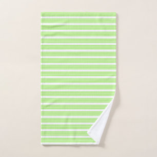 Lime green and white five stripes pattern hand towel 