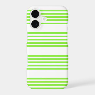 Lime green and white five stripes pattern iPhone 17 case