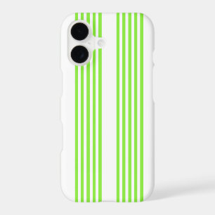 Lime green and white five stripes pattern iPhone 17 case
