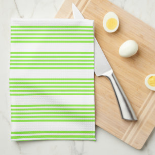 Lime green and white five stripes pattern kitchen towel