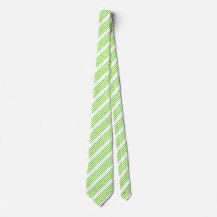 Lime green and white five stripes pattern neck tie