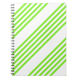 Lime green and white five stripes pattern notebook