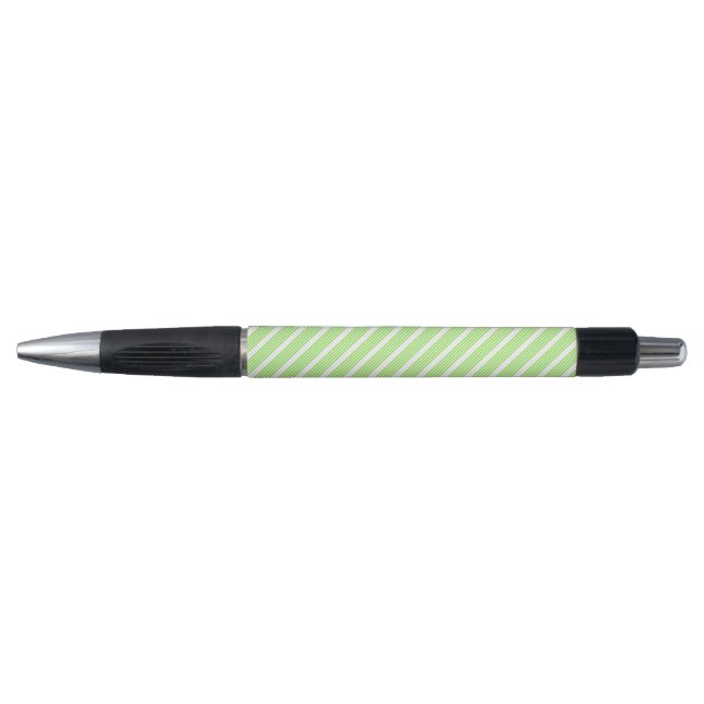 Lime green and white five stripes pattern pen (Front)