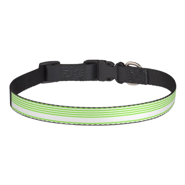 Lime green and white five stripes pattern pet collar (Front)