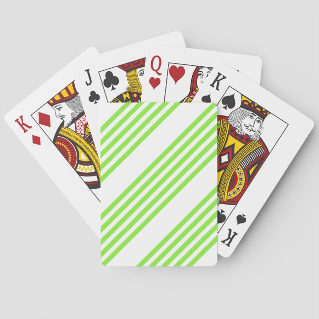 Lime green and white five stripes pattern poker cards (Back)