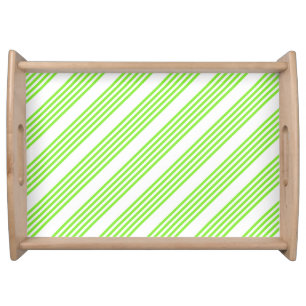 Lime green and white five stripes pattern serving tray