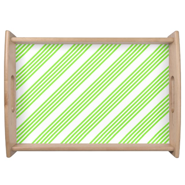 Lime green and white five stripes pattern serving tray (Front)