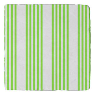 Lime green and white five stripes pattern trivet