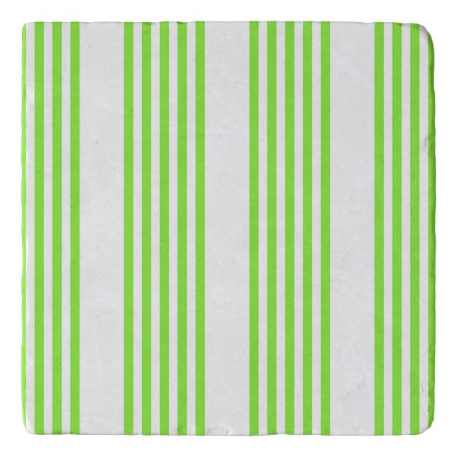 Lime green and white five stripes pattern trivet (Front)