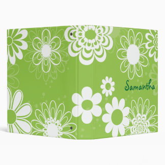 Lime Green and White Floral Binder