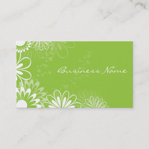 Customizable Lime Green and White Floral Business Card